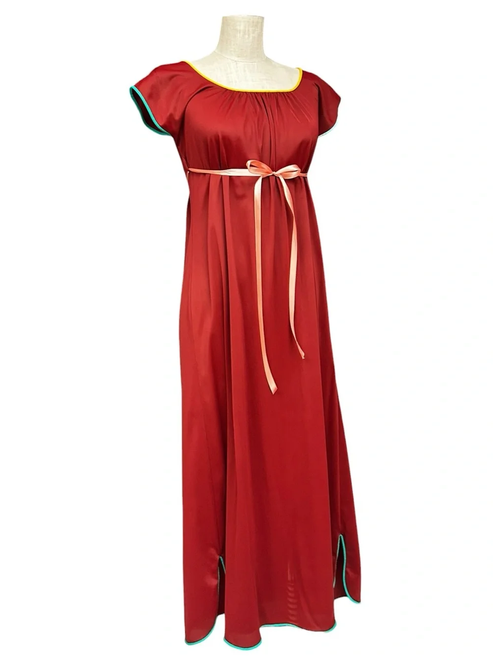 Vintage Red Nylon House Dress Caftan Lounge Dress One Size - Picture 8 of 11